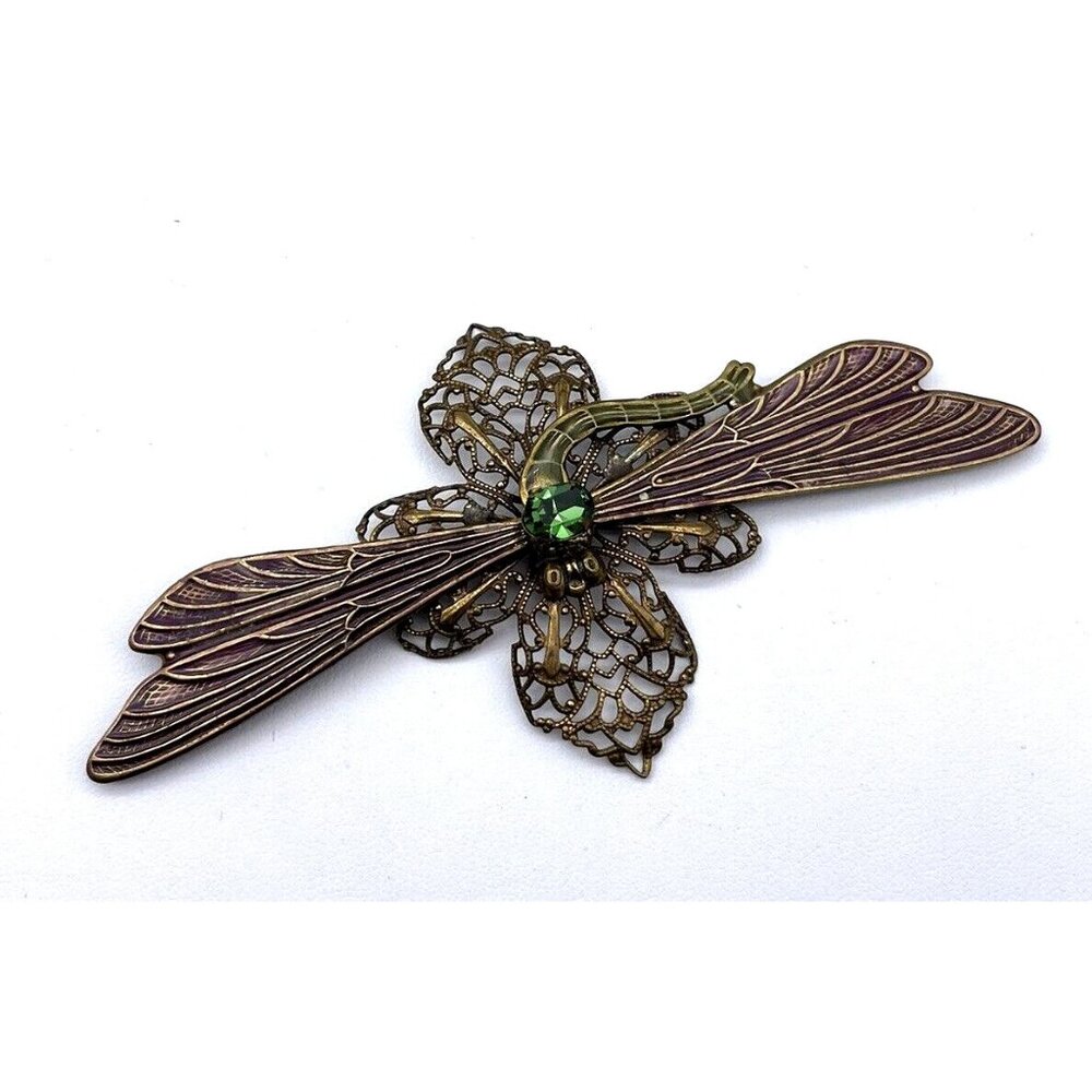 Vintage Sadie Green Signed Dragonfly Brooch Pin